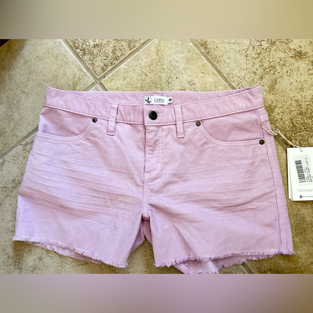 Carve Designs Dogtown Shorts, Size 8, NWT, color Lilac, 4” inseam
